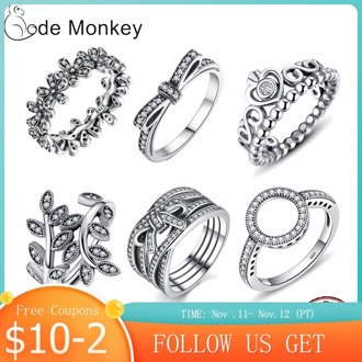 CodeMonkey Hot Sale 100% 925 Sterling Silver Rings Clear CZ Circle Round Lucky Rings for Women Jewelry 2019 Dropshipping R041