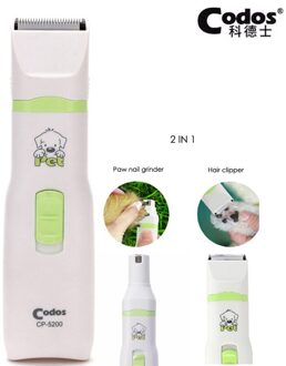 Codos 2 In 1 Pet Grooming Kit Oplaadbare Huisdieren Clippers Hond Kat Tondeuse Poot Nail Grinder Haar Snijmachine CP5200