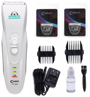 Codos Elektrische Pet Hair Trimmer Professionele Hond Clipper Grooming Tool Oplaadbare Kat Scheerapparaat Keramische Cutter Hond Kapsel CP6800 Add 2stk blade