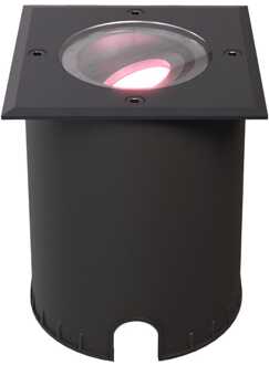 Cody - Smart LED Grondspot - IP67 waterdicht - 5,5 Watt 345 Lumen - Kantelbaar - Overrijdbaar - Vierkant - Wifi + Bluetooth - RGBWW - GU10 - Google Home, Amazon Alexa en Siri - Zwart