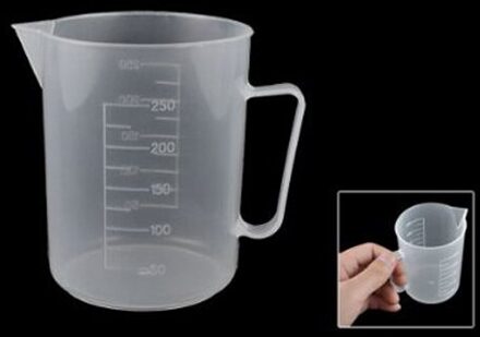 COFA Laboratorium 250mL Capaciteit Duidelijke Witte Plastic Maatbeker
