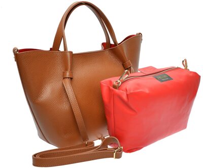 COGNAC Leren Tas Camel - One Size