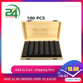 Coins Storage Box 20/30/50/100pcs Pine Wood Coin Holder for Collectible Commemorative Coin with Capsules Accommodate