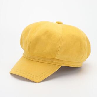 Cokk Hoed Vrouwen Katoen Achthoekige Baret Vrouwen Retro Schilder Cap Herfst Winter Hoeden Voor Vrouwen Dames Hoeden Gorro Pet Effen geel