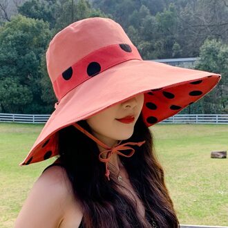 Cokk Lente Zomer Hoeden Voor Vrouwen Zon Bescherming Casual Koreaanse Emmer Hoed Vrouwelijke Breed Grote Rand Outdoor Reizen Mode Opvouwbare rood