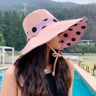 Cokk Lente Zomer Hoeden Voor Vrouwen Zon Bescherming Casual Koreaanse Emmer Hoed Vrouwelijke Breed Grote Rand Outdoor Reizen Mode Opvouwbare roze