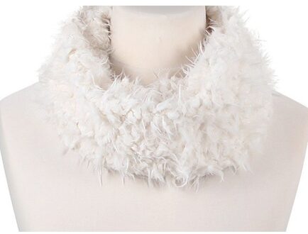 Col sjaal - wit - volwassenen - 18 x 38 cm - zacht polyester - colsjaal