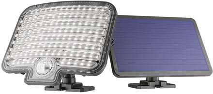 Colby LED Solar Wandlamp buiten met bewegingssensor - Incl. Schemersensor - Los zonnepaneel - IP44 waterdicht - 120 LED's - 7 watt - 6500K 600 lumen daglicht wit licht - Zwart