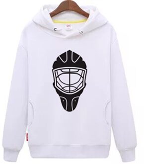 Coldoutdoor Goedkope Unisex Wit Hockey Truien Sweater Met Een Hockey Masker Voor Mannen & Vrouwen Xxl