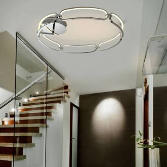Colette LED plafondlamp, 6-lamps, chroom chroom, wit opaal