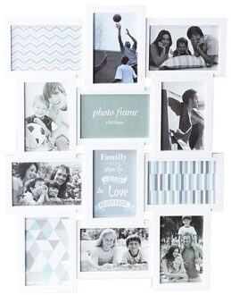 Collage fotolijst - 2x - wit - voor 12 foto's - 57,5 x 44 x 2 cm - kunststof