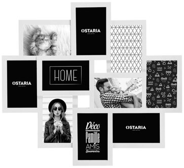 Collage fotolijst Decorama - voor 10x foto van 10 x 15 cm - hout - frame wit - 55 x 49 cm