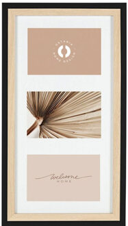 Collage fotolijst NEO - voor 3x foto van 10 x 15 cm - hout - naturel/zwart - 24 x 44 cm