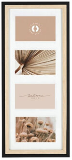 Collage fotolijst NEO - voor 4x foto van 10 x 15 cm - hout - naturel/zwart - 24 x 57 cm