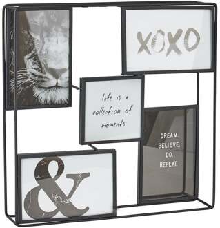 Collagelijst metaal - 5 foto's - 32x6x32 cm - zwart