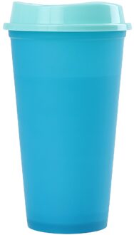 Collectie 5 Kleur Veranderende Koffiekopje Met Brede Mond Deksel Herbruikbare Winter Creatieve Drinken Tool Blauw