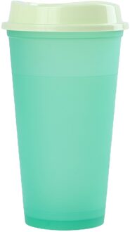 Collectie 5 Kleur Veranderende Koffiekopje Met Brede Mond Deksel Herbruikbare Winter Creatieve Drinken Tool groen