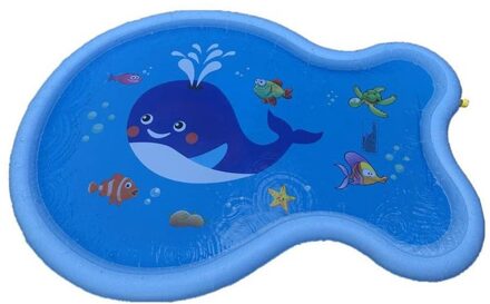 Collectie Vis Vorm Water Splash Mat Voor Kinderen Blauwe Cartoon Gedrukt Patroon Water Game Pad Voor Buitenshuis
