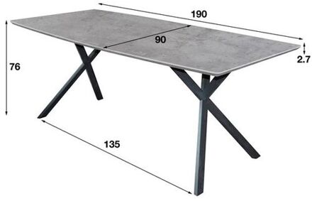 Collection - Eetkamertafel blad ovaal - Eettafel betonlook - Vintage staal - Grijs - 190x90cm Zwart