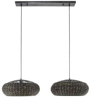 Collection - Hanglamp 2x Disk Waterhyacint - Zwart Nikkel