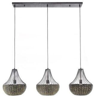 Collection - Hanglamp 3x Kegel Waterhyacint - Zwart Nikkel