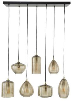 Collection - Hanglamp 4+3 Stripe Glass Horizontal - Amberkleurig Glas Transparant