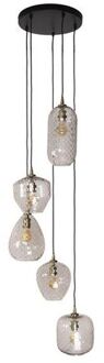 Collection - Hanglamp 5L Patch Pattern Getrapt - Diamond Glass Beige