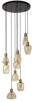 Collection - Hanglamp 9L Leaf Getrapt - Amberkleurig Glas Beige