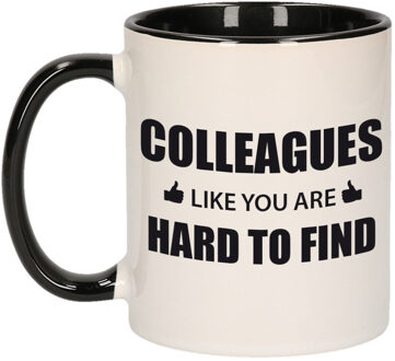 Collega cadeau mok / beker zwart colleagues like you are hard to find - feest mokken Multikleur