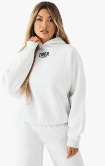 Collegiate Geborduurde Oversized Hoodie, Ash Grey - XL