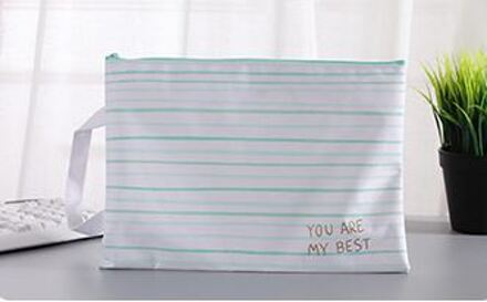 Coloffice 1 PC Groene Mood A4 Draagbare Oxford Canvas Papier Student Rits Zak Onderzoek Data Map Briefpapier Kantoor Striation