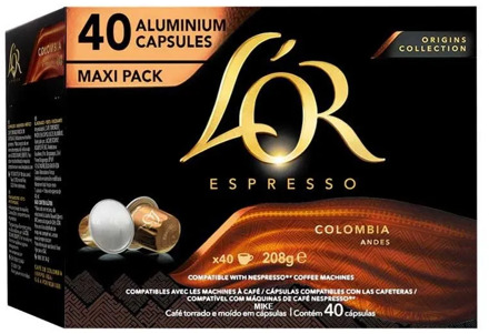 Colombia Andes L 'or Origins Collection, 40 compatible Nespresso Maxi Pack capsules®