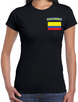 Colombia landen shirt met vlag zwart voor dames - borst bedrukking 2XL