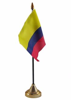 Colombia tafelvlaggetje 10 x 15 cm met standaard