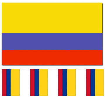Colombia versiering/feestartikelen set - vlag 90 x 150 cm - vlaggenlijn van 300 cm - landen
