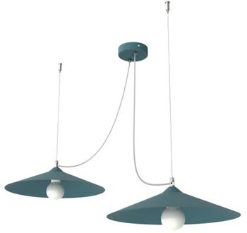 Colombo Hanglamp, 2xe27, Metaal, Blauw Mediterraan, D.40cm