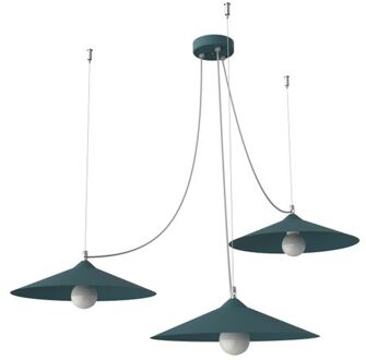 Colombo Hanglamp, 3xe27, Metaal, Mediterraan Blauw, D.40cm