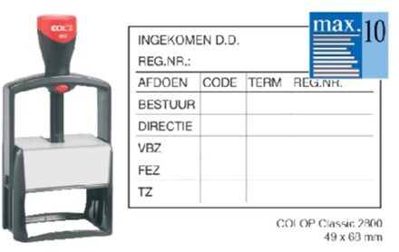 Colop Tekststempel Colop 2800 +bon 10regels 68x49mm Zwart