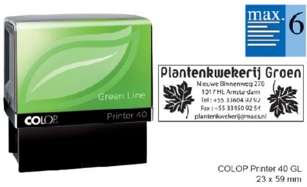 Colop Tekststempel Colop 40 green line+bon 6regels 59x23mm Blauw