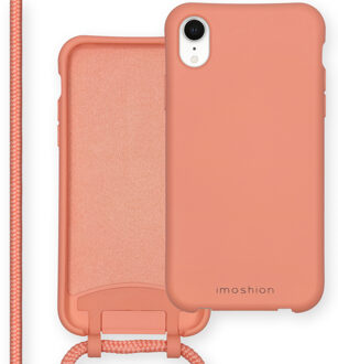 Color Backcover met afneembaar koord iPhone Xr hoesje - Peach