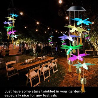Color Changing Solar Light Wind Chime Lampen Libel Hanger Tuin Decoratie Outdoor Opknoping Zonne-energie Led Light