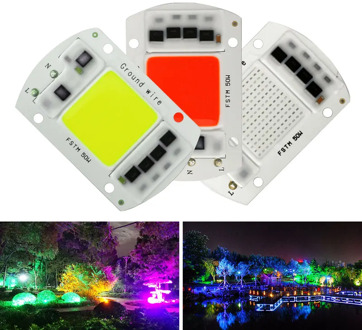 Colorful LED COB Chip 20W 30W 50W Smart IC Chip 220V 240V LED Floodlight Spotlight Red Blue Green Light Bead