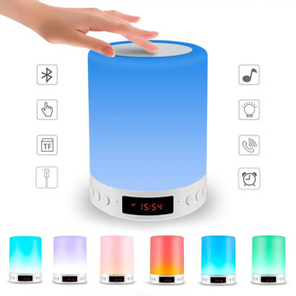Colorful Night Light With Bluetooth Speaker Wireless Touch Control Desk Table Lamp , rechargeable Alarm Clock Screen LED Lamp