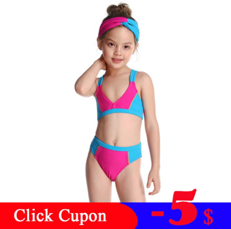 Colorful Patchwork Bikini Swimsuits Two Pieces Kids Sports Swimwear For Girls Fitness Swimsuit Bathing Suit Girl Beach Wear