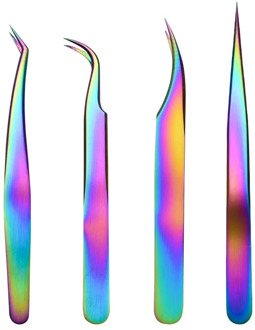 Colorful Stainless Steel Tweezers Volume Eyelashes Extensions Eyebrow Tweezers Curved Straight Nail Clipper Nipper Makeup Tools