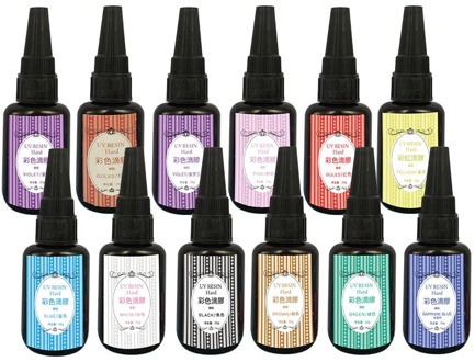 Colors 12 UV Hard Glue Transparent Liquid DIY Handmade UV Resin Jewelry Making Resin Liquid Dye Pigment Epoxy