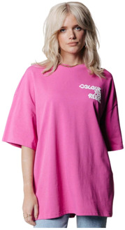 Colourful Rebel Logo Wave Oversized Tee Colourful Rebel , Pink , Dames - M,S,2Xs