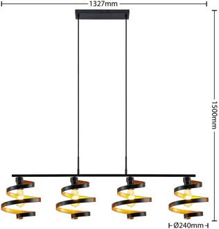 Colten hanglamp, 4-lamps, zwart, goud mat zwart, goud