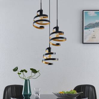 Colten hanglamp, Ø 50 cm, 3-lamps, zwart, goud matzwart, goud