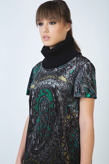 Coltrui A Lijn Print Jurk - maat EU 38 / UK 10 Zwart